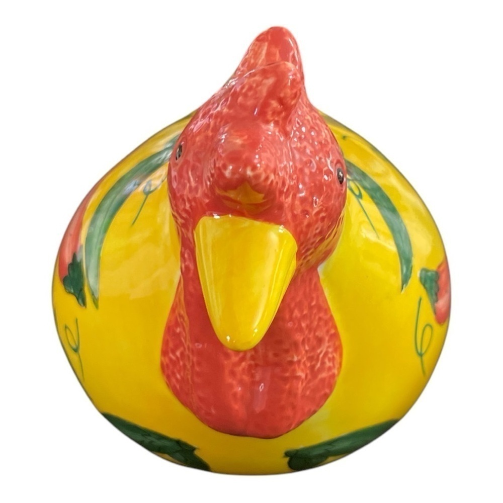 Rooster & Hen Chili Peppers & polka dot Hand Painted ceramic figurine VTG, farm - Picture 2 of 16